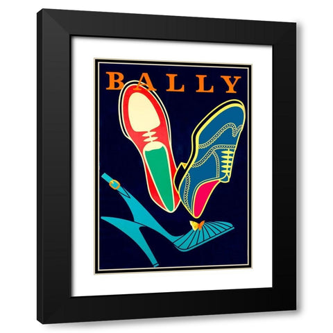Shoes Advert Black Modern Wood Framed Art Print with Double Matting by Vintage Apple Collection