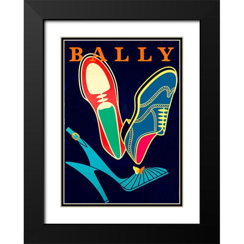 Shoes Advert Black Modern Wood Framed Art Print with Double Matting by Vintage Apple Collection