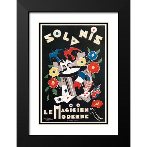 Solanis Black Modern Wood Framed Art Print with Double Matting by Vintage Apple Collection