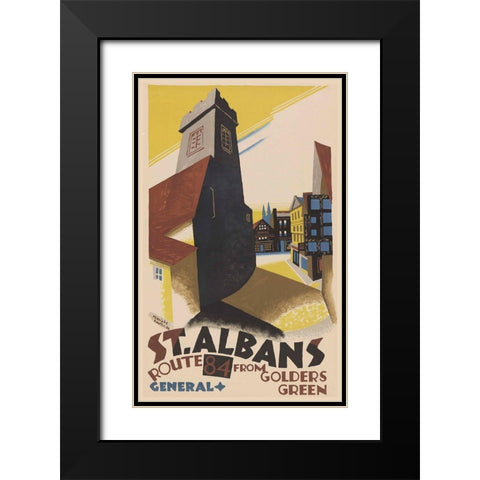 St. Albans Black Modern Wood Framed Art Print with Double Matting by Vintage Apple Collection