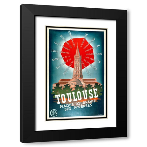 Toulouse Black Modern Wood Framed Art Print with Double Matting by Vintage Apple Collection