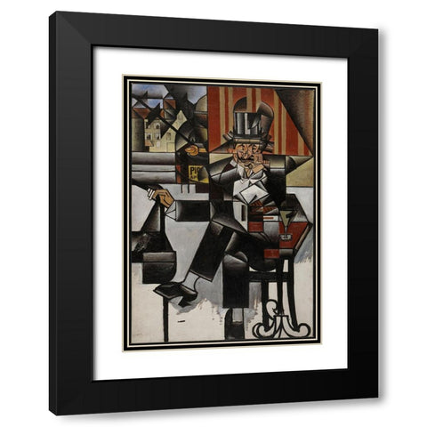 Un Homme Au Cafe Juan Gris Black Modern Wood Framed Art Print with Double Matting by Vintage Apple Collection