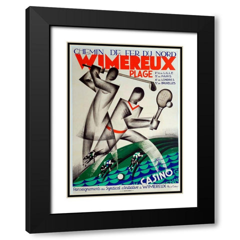Wimereaux Black Modern Wood Framed Art Print with Double Matting by Vintage Apple Collection