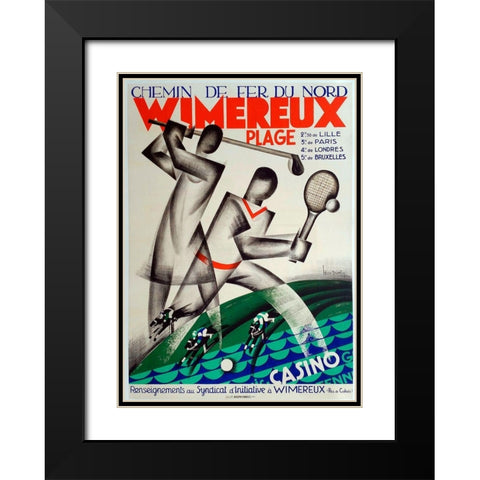 Wimereaux Black Modern Wood Framed Art Print with Double Matting by Vintage Apple Collection