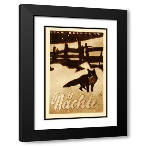 fox nite Black Modern Wood Framed Art Print with Double Matting by Vintage Apple Collection
