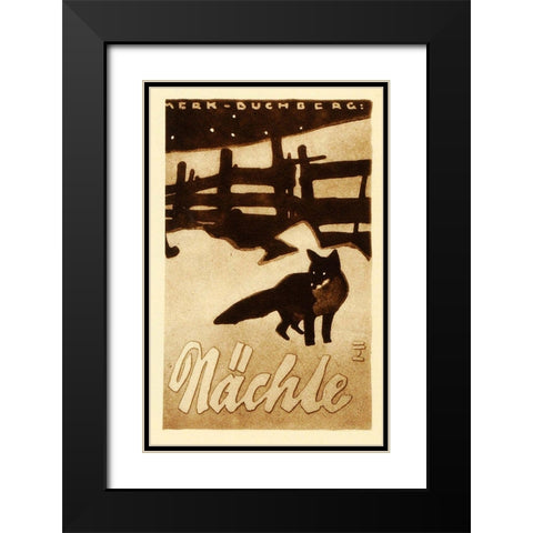 fox nite Black Modern Wood Framed Art Print with Double Matting by Vintage Apple Collection