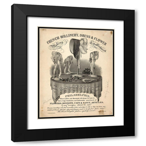 French Millinery Black Modern Wood Framed Art Print with Double Matting by Vintage Apple Collection