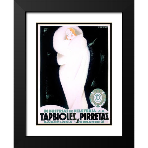 Art Deco Fur Black Modern Wood Framed Art Print with Double Matting by Vintage Apple Collection