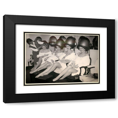 Beauty Salon BW Black Modern Wood Framed Art Print with Double Matting by Vintage Apple Collection
