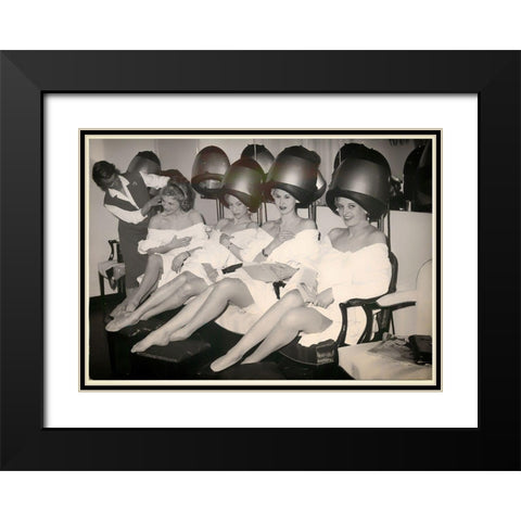 Beauty Salon BW Black Modern Wood Framed Art Print with Double Matting by Vintage Apple Collection