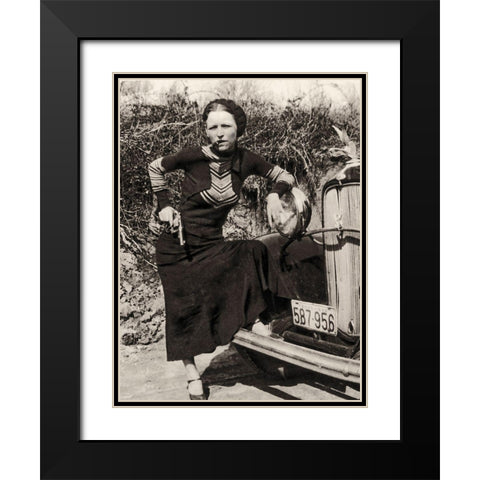 Bonnie Parker Black Modern Wood Framed Art Print with Double Matting by Vintage Apple Collection