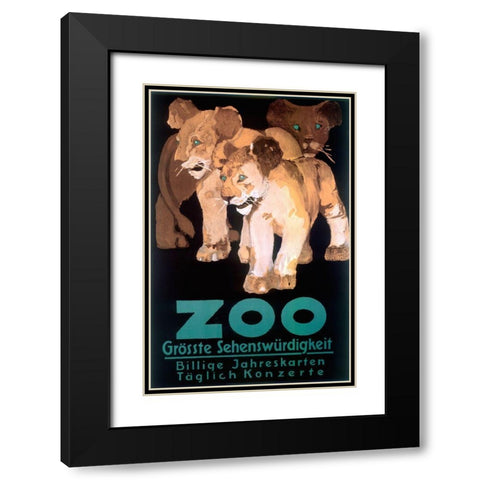 Cub Zoo Black Modern Wood Framed Art Print with Double Matting by Vintage Apple Collection