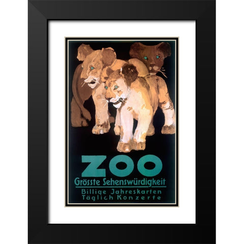Cub Zoo Black Modern Wood Framed Art Print with Double Matting by Vintage Apple Collection