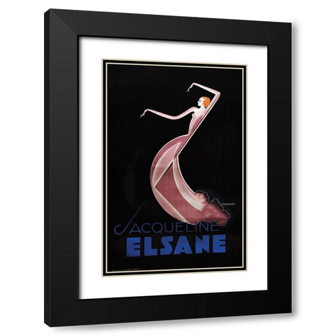 Elsane Black Modern Wood Framed Art Print with Double Matting by Vintage Apple Collection