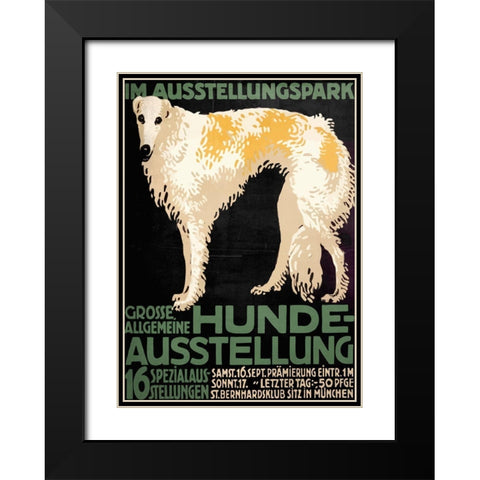 German Hound Dog Black Modern Wood Framed Art Print with Double Matting by Vintage Apple Collection