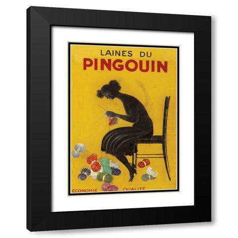 Knitting Yarn Black Modern Wood Framed Art Print with Double Matting by Vintage Apple Collection