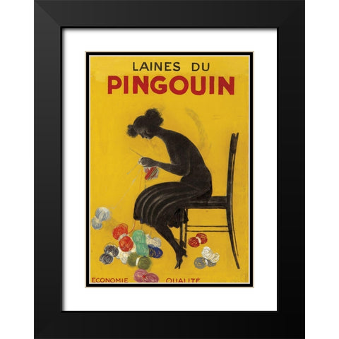Knitting Yarn Black Modern Wood Framed Art Print with Double Matting by Vintage Apple Collection