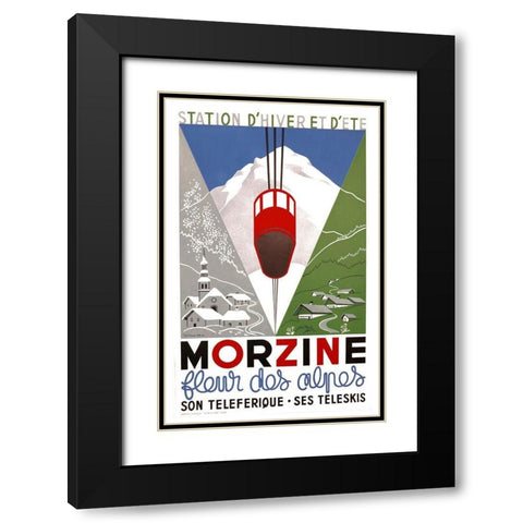 Morzine Black Modern Wood Framed Art Print with Double Matting by Vintage Apple Collection