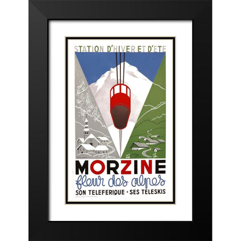 Morzine Black Modern Wood Framed Art Print with Double Matting by Vintage Apple Collection