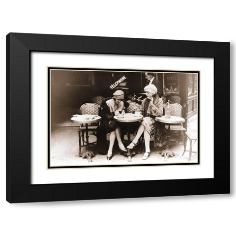 Paris Cafe II Black Modern Wood Framed Art Print with Double Matting by Vintage Apple Collection