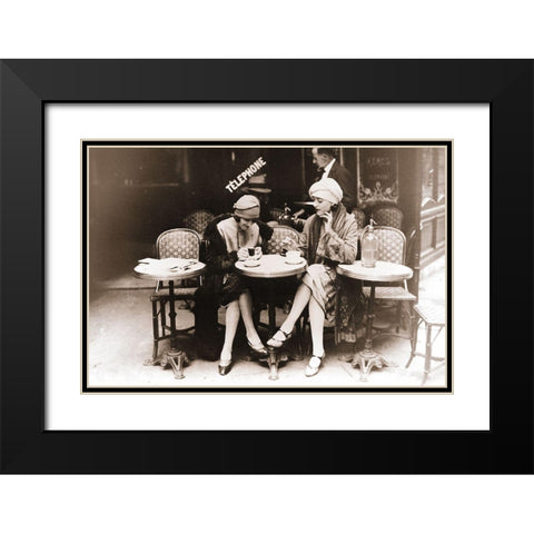 Paris Cafe II Black Modern Wood Framed Art Print with Double Matting by Vintage Apple Collection