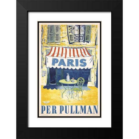 Paris Cafe Black Modern Wood Framed Art Print with Double Matting by Vintage Apple Collection