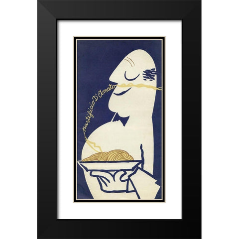 Pasta Black Modern Wood Framed Art Print with Double Matting by Vintage Apple Collection