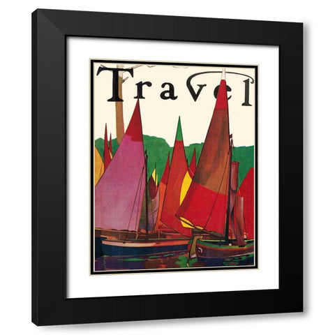 Sailboats II Black Modern Wood Framed Art Print with Double Matting by Vintage Apple Collection