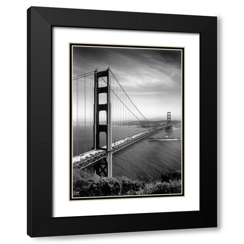 San Francisco Bridge Black Modern Wood Framed Art Print with Double Matting by Vintage Apple Collection