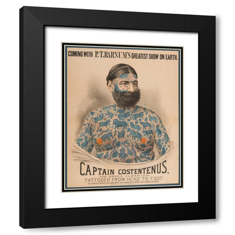 Sideshow Tattoo Man Black Modern Wood Framed Art Print with Double Matting by Vintage Apple Collection