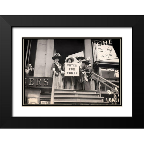 Suffragettes Black Modern Wood Framed Art Print with Double Matting by Vintage Apple Collection