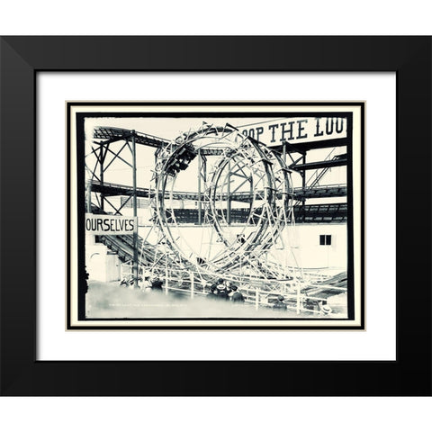 Vintage Coney Island Black Modern Wood Framed Art Print with Double Matting by Vintage Apple Collection