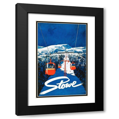 Vintage Ski Poster Black Modern Wood Framed Art Print with Double Matting by Vintage Apple Collection