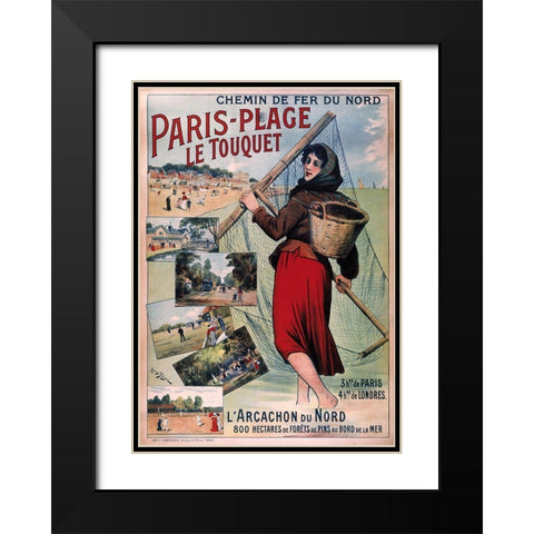 paris_plage_le_touquet Black Modern Wood Framed Art Print with Double Matting by Vintage Apple Collection