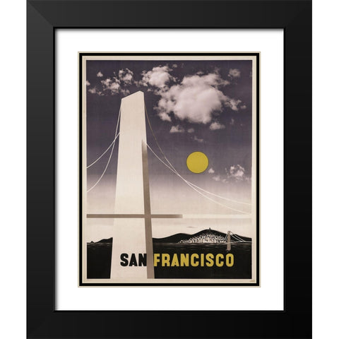 san_francisco_gg_bridge Black Modern Wood Framed Art Print with Double Matting by Vintage Apple Collection