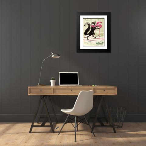 swiss_ski_poster_fox Black Modern Wood Framed Art Print with Double Matting by Vintage Apple Collection