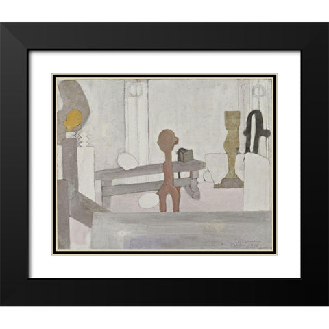 Constantin Brancusi - View of the Artists Studio Black Modern Wood Framed Art Print with Double Matting by Vintage Apple Collection