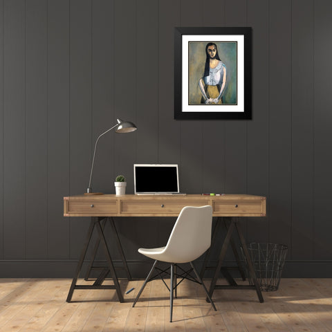 Italian Woman Black Modern Wood Framed Art Print with Double Matting by Vintage Apple Collection