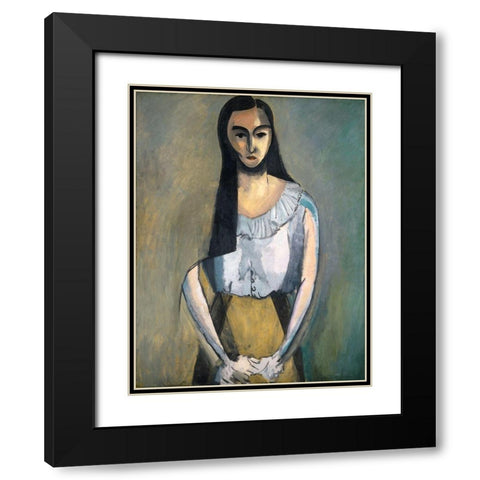 Italian Woman Black Modern Wood Framed Art Print with Double Matting by Vintage Apple Collection