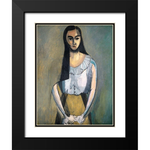 Italian Woman Black Modern Wood Framed Art Print with Double Matting by Vintage Apple Collection