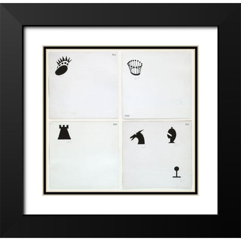 Marcel Duchamp - Designs for Chessman Black Modern Wood Framed Art Print with Double Matting by Vintage Apple Collection