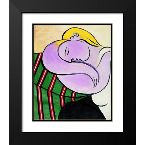 Picasso Woman with Yellow Hair Black Modern Wood Framed Art Print with Double Matting by Vintage Apple Collection