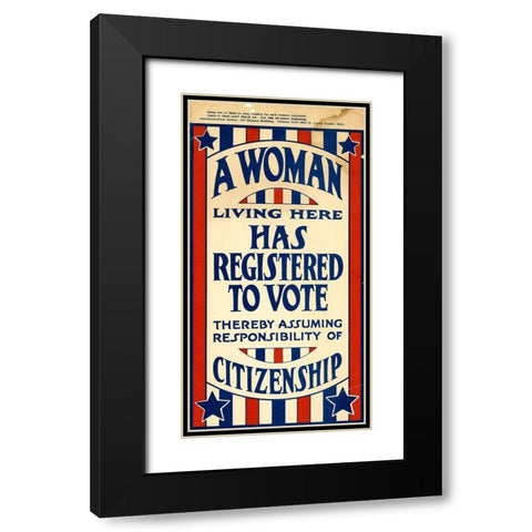 Woman Vote Black Modern Wood Framed Art Print with Double Matting by Vintage Apple Collection