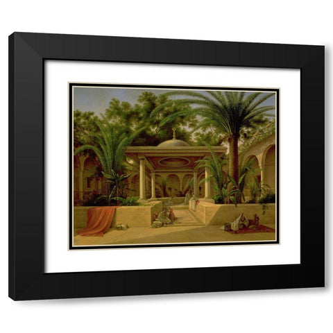 Khabanija_fountain_cairo_1845 Black Modern Wood Framed Art Print with Double Matting by Vintage Apple Collection