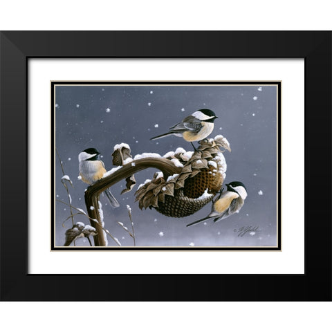 Winter Trio Black Modern Wood Framed Art Print with Double Matting by Goebel, Wilhelm