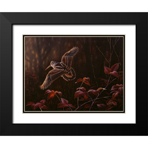 Twittering Wings Black Modern Wood Framed Art Print with Double Matting by Goebel, Wilhelm