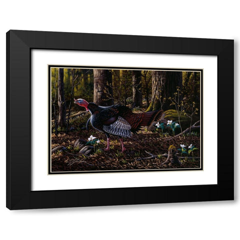 Hillside Gobbler Black Modern Wood Framed Art Print with Double Matting by Goebel, Wilhelm