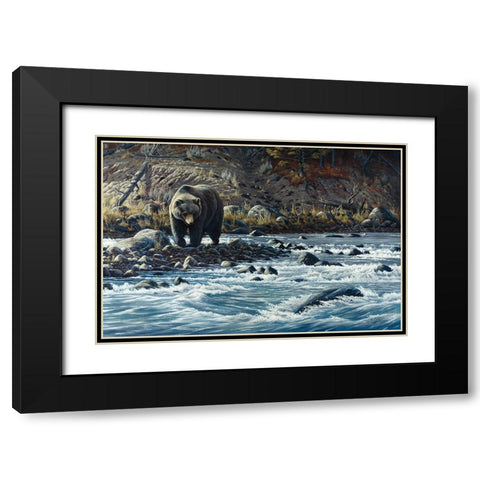 Along The Yellowstone - Grizzly Black Modern Wood Framed Art Print with Double Matting by Goebel, Wilhelm