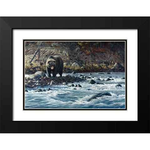 Along The Yellowstone - Grizzly Black Modern Wood Framed Art Print with Double Matting by Goebel, Wilhelm
