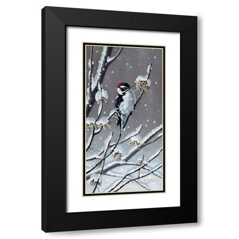 Winter Berries Black Modern Wood Framed Art Print with Double Matting by Goebel, Wilhelm